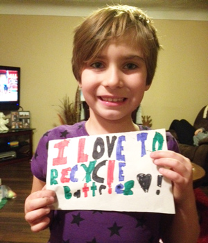 Rheyanne of Port Colborne completed the Student Missions in the Ontario Schools Battery Recycling Challenge