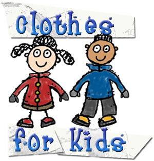 Clothes for Kids Kingston Logo of two kids holding hands with warm coats on